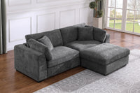 Luis Upholstered Wide Modular Loveseat with Ottoman