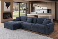 Oliver Modern Style Upholstered Wide Modular 3-Seat with Ottoman