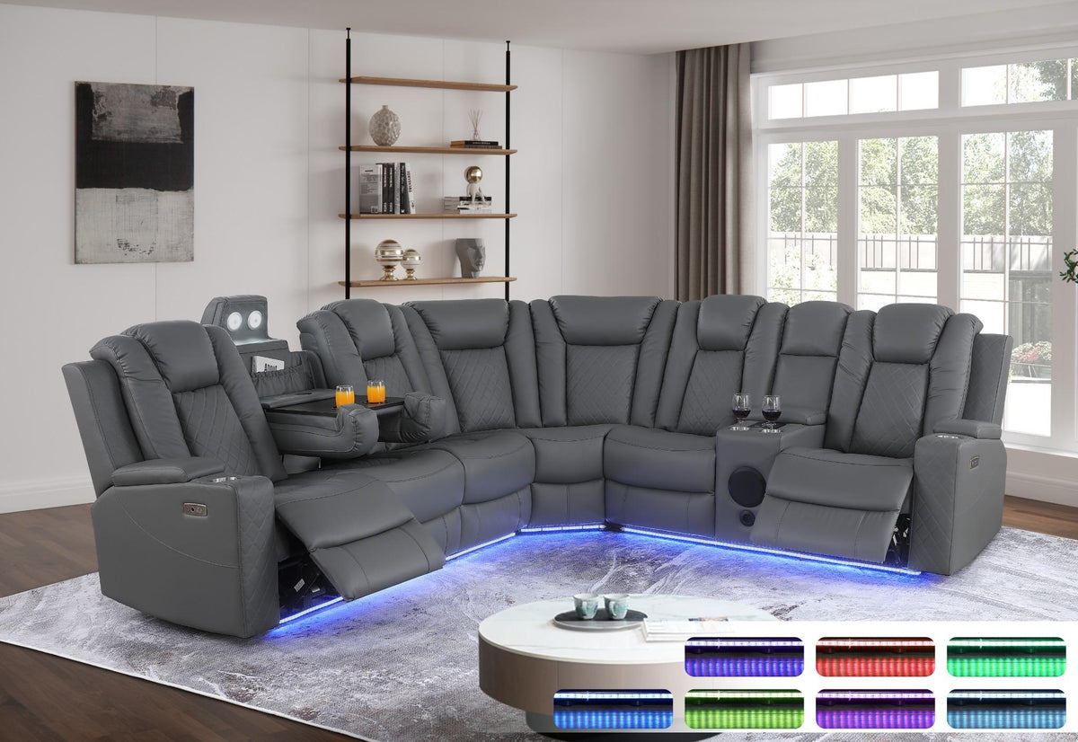 Ollie Faux Leather Home Theater Electric Recliner With Cup Holder & Speaker & USB Charger