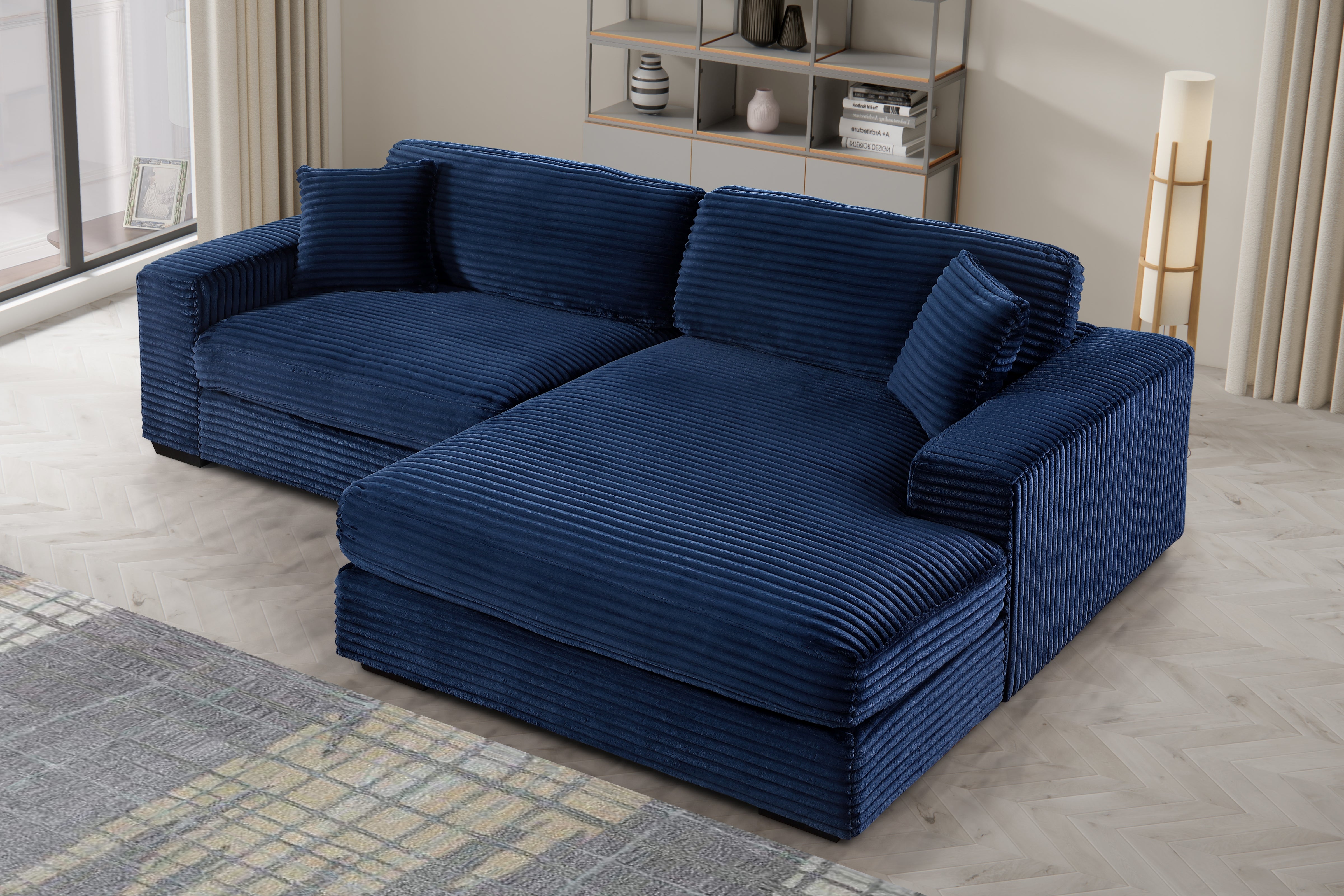 Liam 2-Piece Oversized L-Shaped Sectional Sofa in Corduroy – Deep