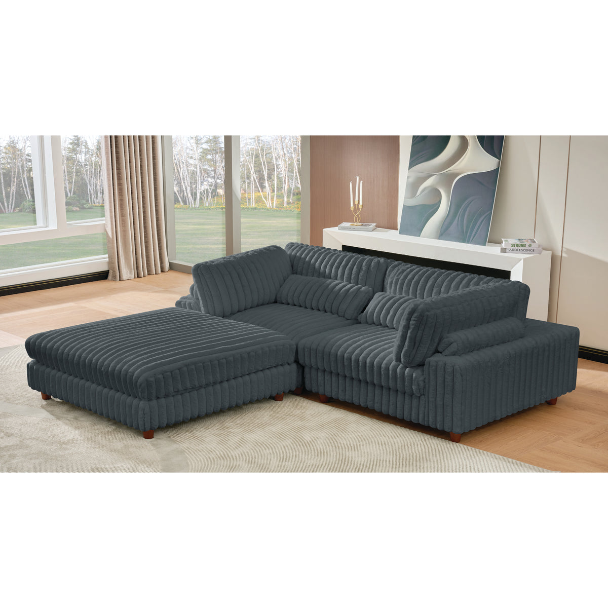 Sally Corduroy Polyester Upholstered Comfy Modular Sectional Sofa