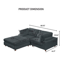 Sally Corduroy Polyester Upholstered Comfy Modular Sectional Sofa