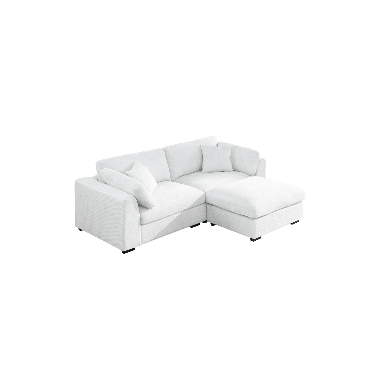 Luis Upholstered Wide Modular Loveseat with Ottoman