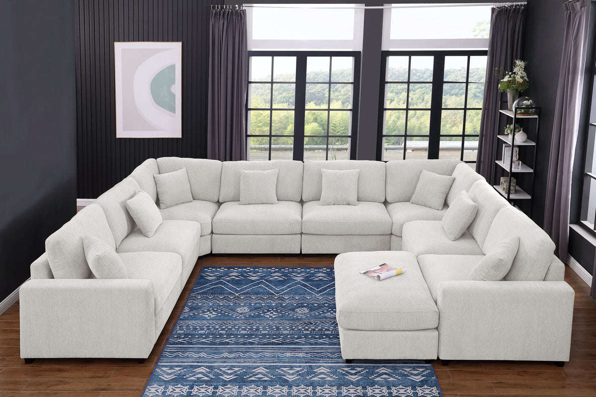 Avery Modern Style Sectional Sofa 8-Seat with Ottoman