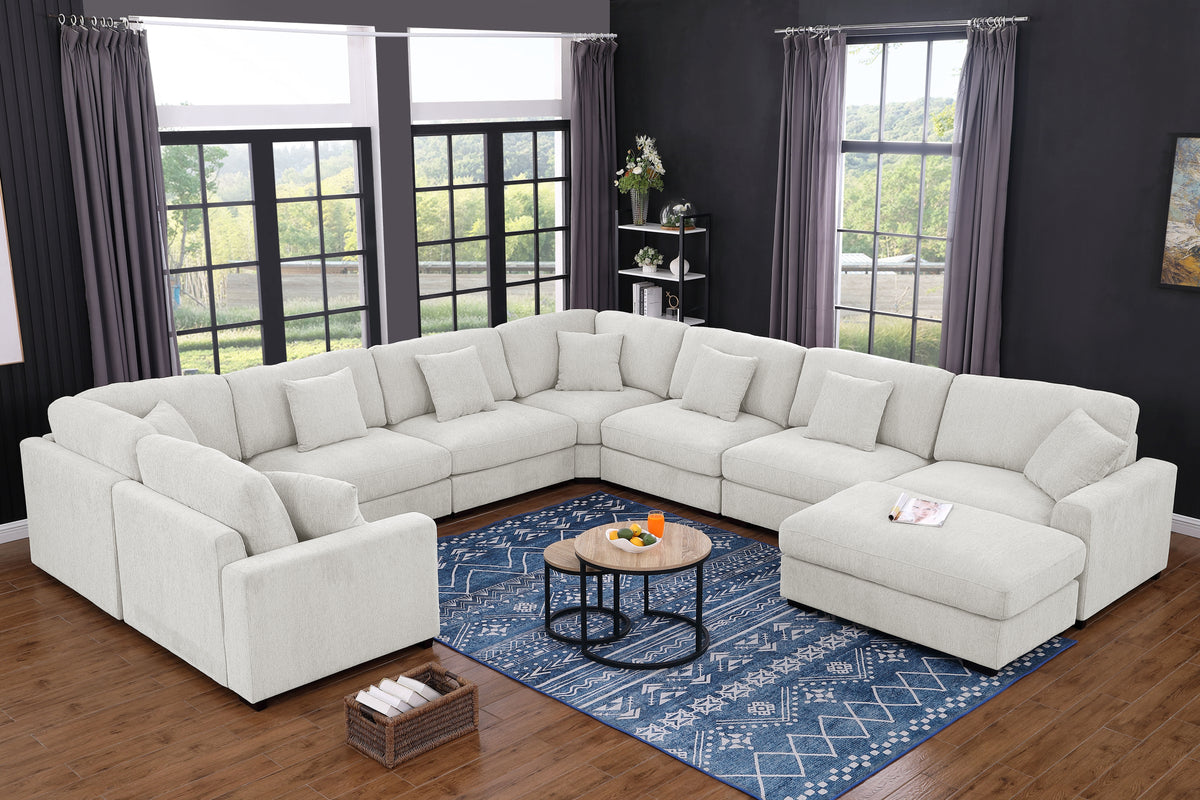 Avery Modern Style Sectional Sofa 8-Seat with Ottoman