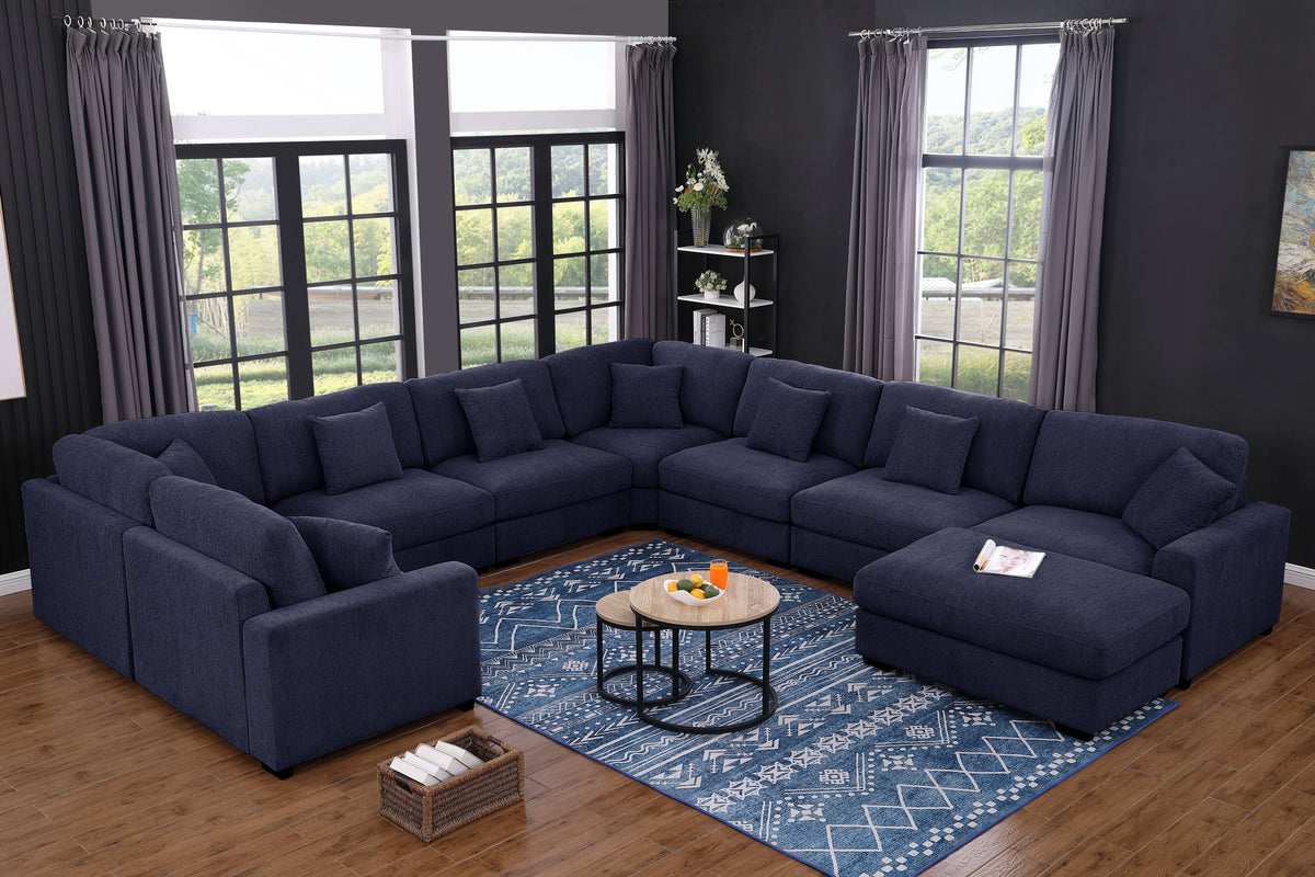 Avery Modern Style Sectional Sofa 8-Seat with Ottoman