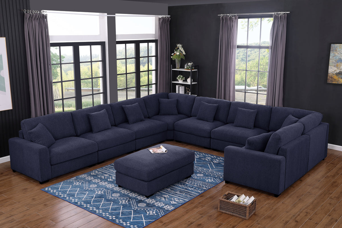 Avery Modern Style Sectional Sofa 8-Seat with Ottoman