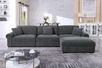 Oliver Modern Style Upholstered Wide Modular 3-Seat with Ottoman