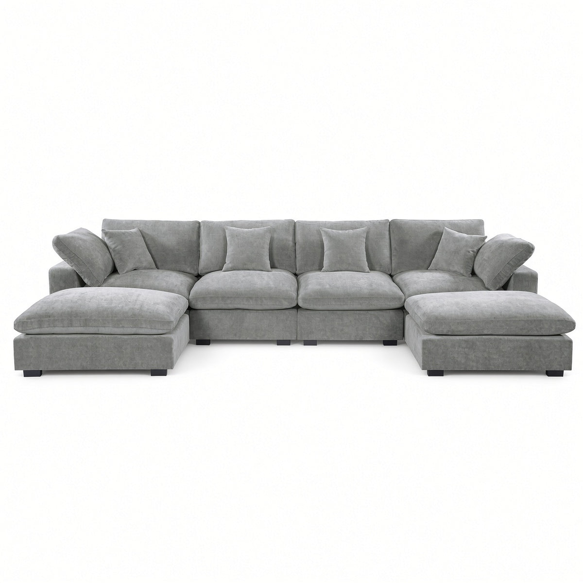 Alexent U-Shape Modular Sectional Sofa with Double Chaise, Light Gray