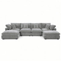 Alexent U-Shape Modular Sectional Sofa with Double Chaise, Light Gray