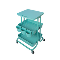 Blue 2 Tier Storage Trolley Rolling Cart