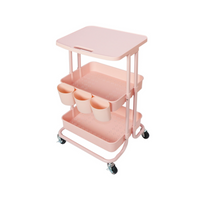 Pink 2 Tier Storage Trolley Rolling Cart