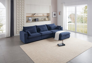 Kass Polyester Corduroy Sectional Sofa With Storage Ottoman