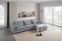 Kass Polyester Corduroy Sectional Sofa With Storage Ottoman