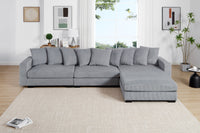 Jane Polyester Upholstered Sectional Sofa With Ottoman