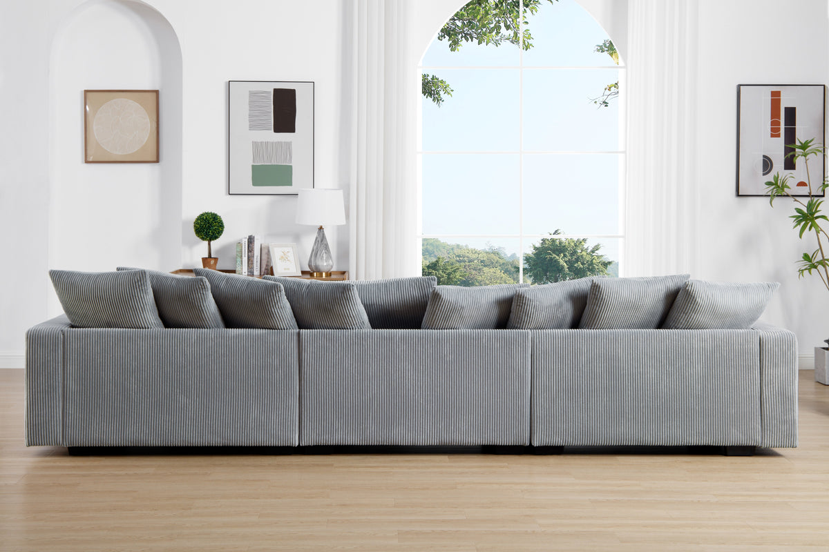 Jane Polyester Upholstered Sectional Sofa With Ottoman