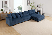 Jane Polyester Upholstered Sectional Sofa With Ottoman