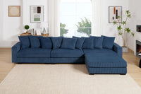 Jane Polyester Upholstered Sectional Sofa With Ottoman