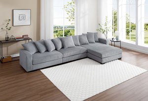 Jane Polyester Upholstered Sectional Sofa With Ottoman