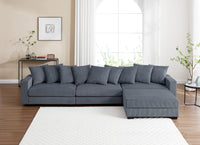 Jane Polyester Upholstered Sectional Sofa With Ottoman