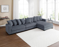 Jane Polyester Upholstered Sectional Sofa With Ottoman