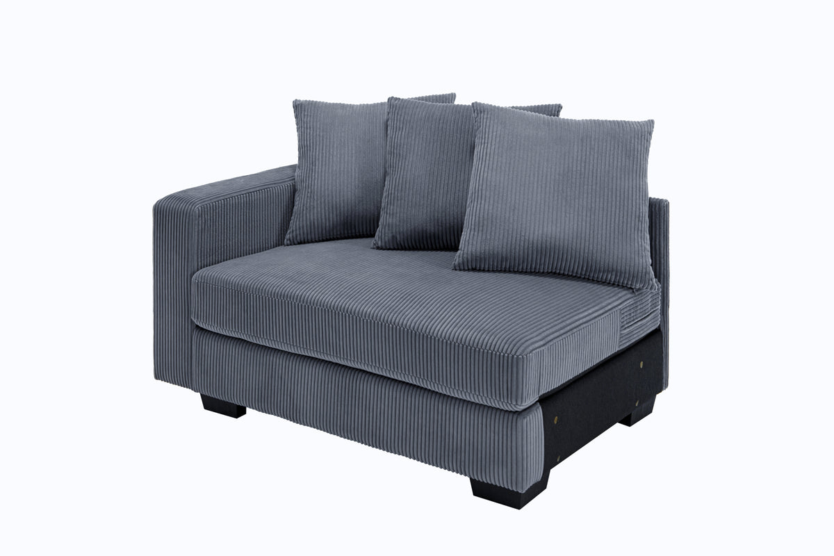 Jane Polyester Upholstered Sectional Sofa With Ottoman