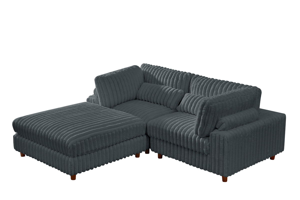 Sally Corduroy Polyester Upholstered Comfy Modular Sectional Sofa