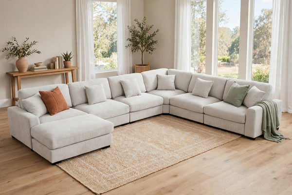 Avery Modular L-Shape Sectional Sofa with Ottoman - model home staged
