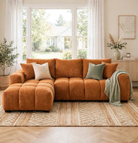 Canam Oversized Chenille L-Shaped Sectional Sofa - model home staged