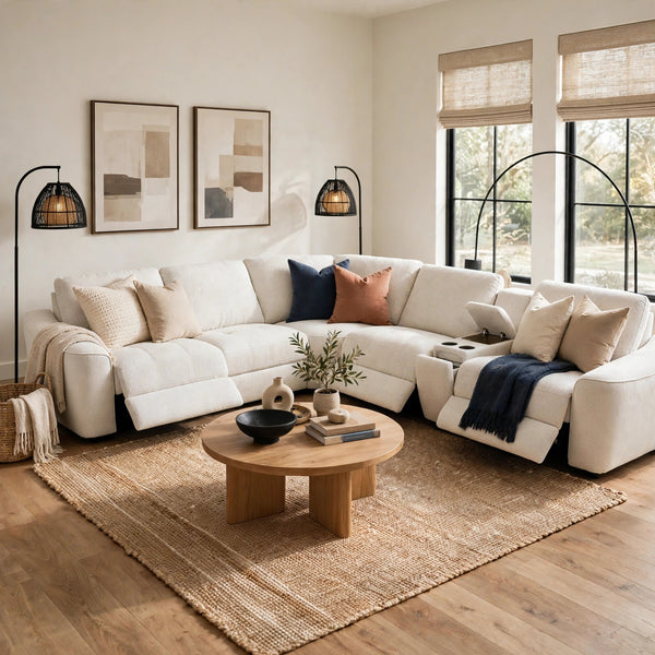 Alexent Devine 6-Piece Power Recliner Sectional Sofa - model home staging
