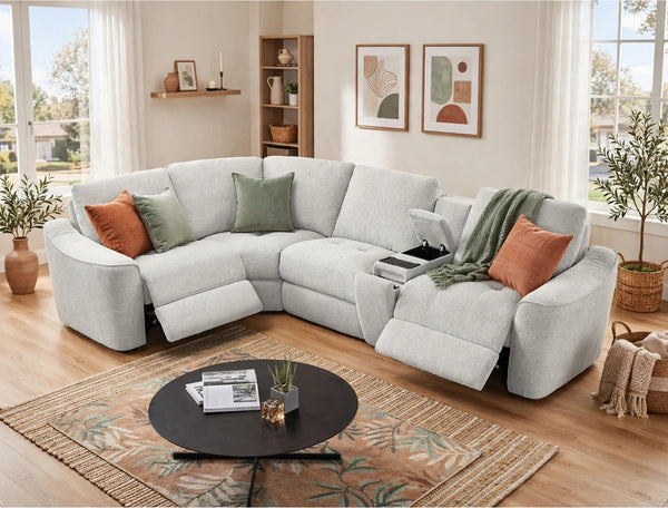 Devine 5-Piece Power Recliner Sectional Sofa - model home staged