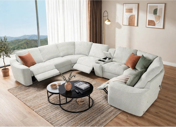 Devine 8-Piece Power Recliner Sectional Sofa - model home staged