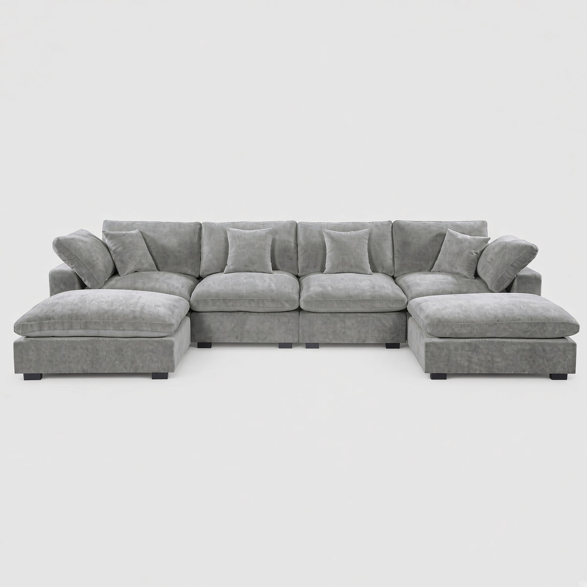 Alexent U-Shape Modular Sectional Sofa with Double Chaise, Light Gray