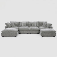 Alexent U-Shape Modular Sectional Sofa with Double Chaise, Light Gray