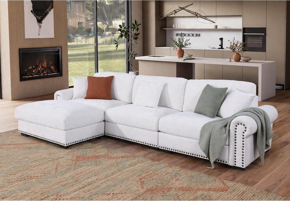 Oliver Modular Sectional Sofa with Nailhead Trim - model home staged