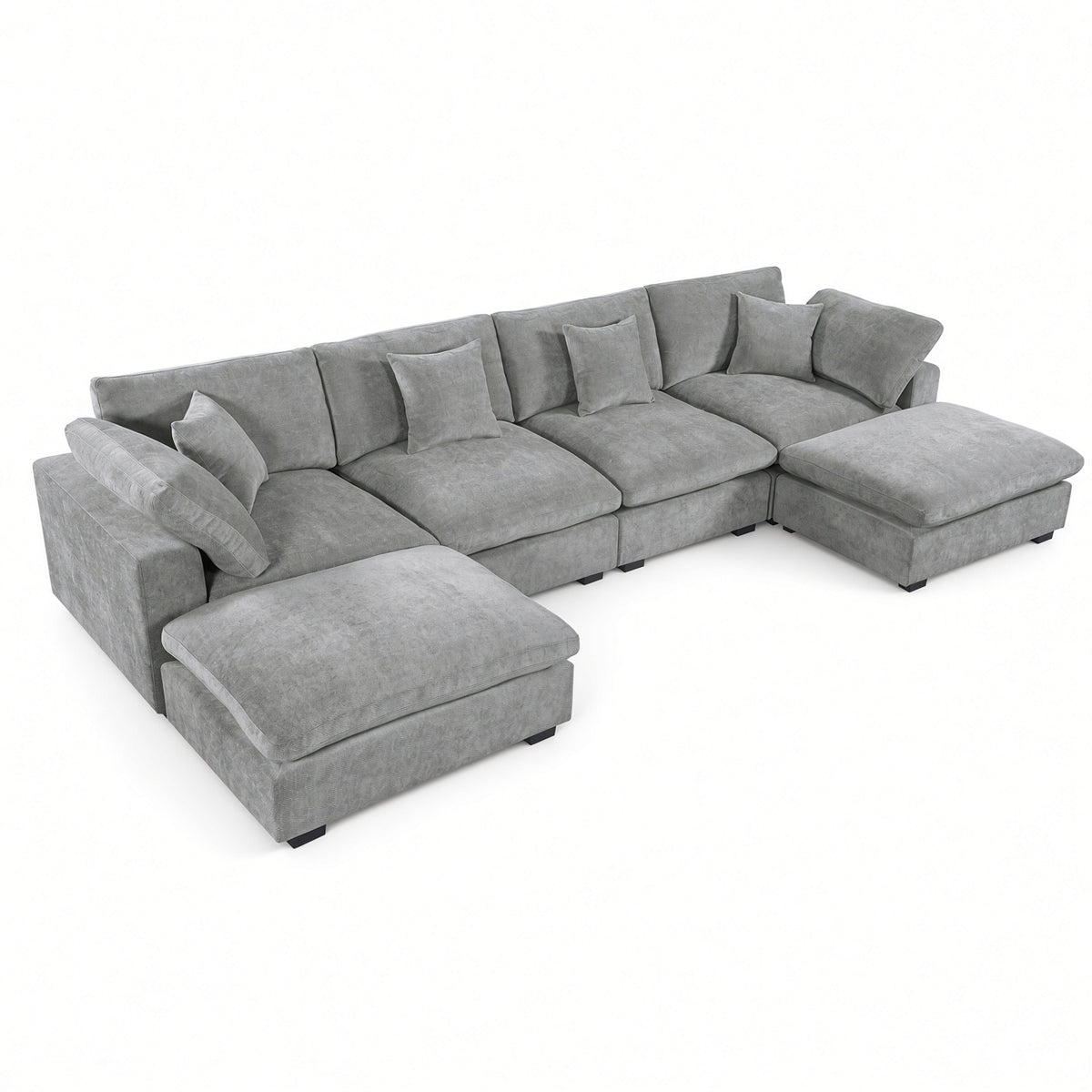 Alexent U-Shape Modular Sectional Sofa with Double Chaise, Light Gray