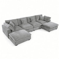 Alexent U-Shape Modular Sectional Sofa with Double Chaise, Light Gray