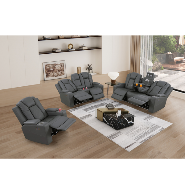 Bonnie Faux Leather Two Seater Home Theater Electric Recliner With Cup Holder & Speaker & USB Charger