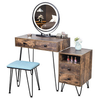 White Vlsrka 31.5" Wide Modern Marble Makeup Vanity Set With Stool and Mirror