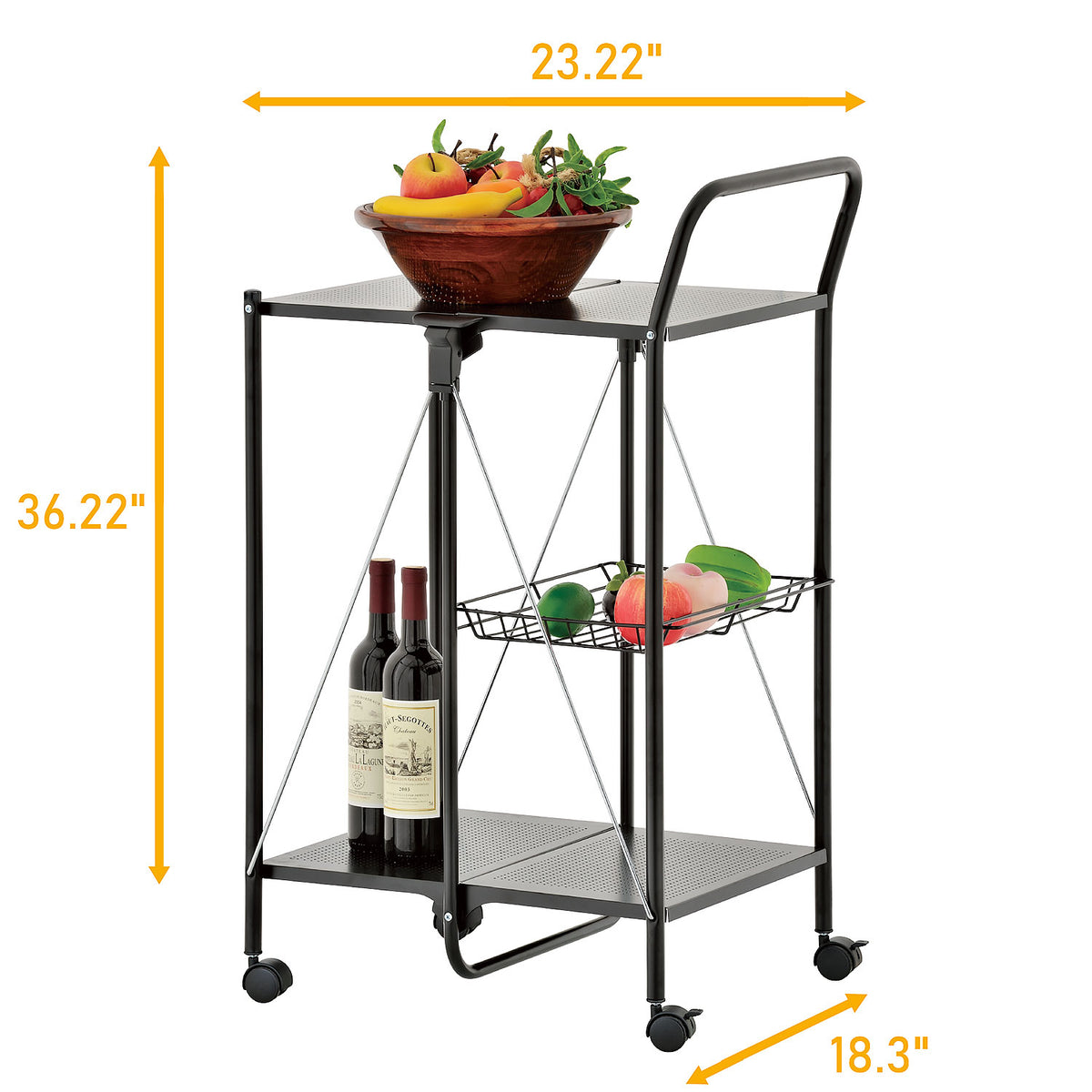 Indoor/Outdoor Kitchen and Utility Trolley, Multi-Purpose Foldable Utility Cart, Collapsible Table Serving Cart and Kitchen Organizer for Home and Business Use