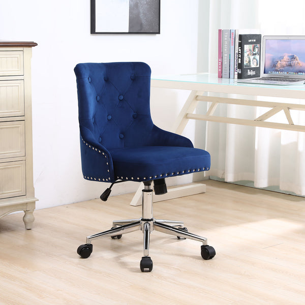 Velvet Fabric Home Office Chair with Adjustable Height