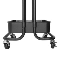 Black 2 Tier Storage Trolley Rolling Cart