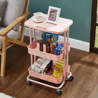 Pink 2 Tier Storage Trolley Rolling Cart