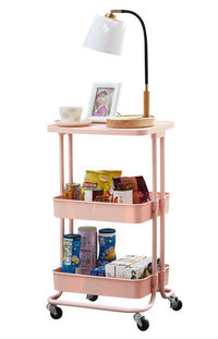 Pink 2 Tier Storage Trolley Rolling Cart