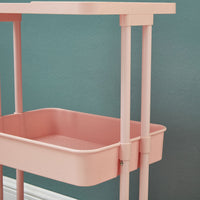 Pink 2 Tier Storage Trolley Rolling Cart