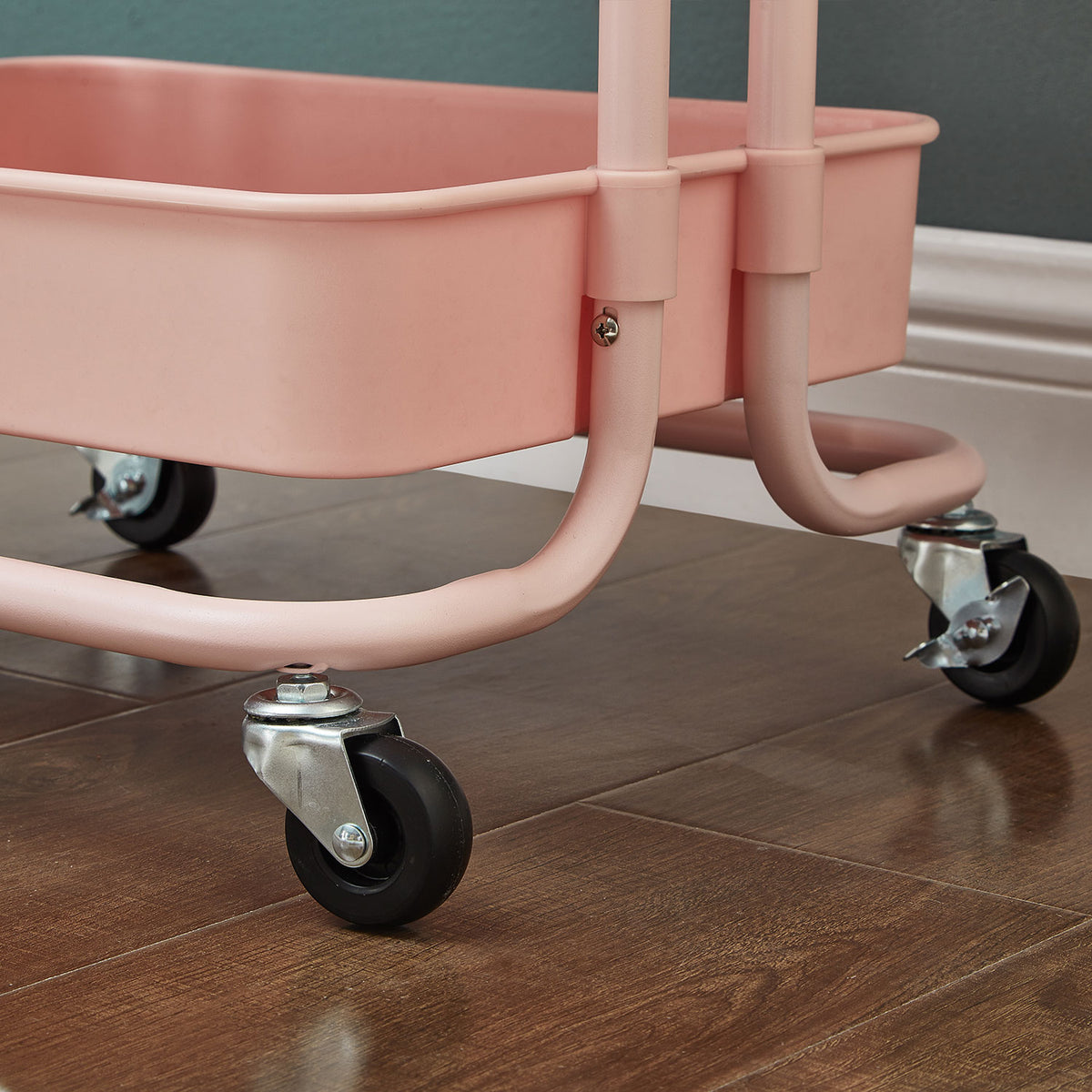 Pink 2 Tier Storage Trolley Rolling Cart