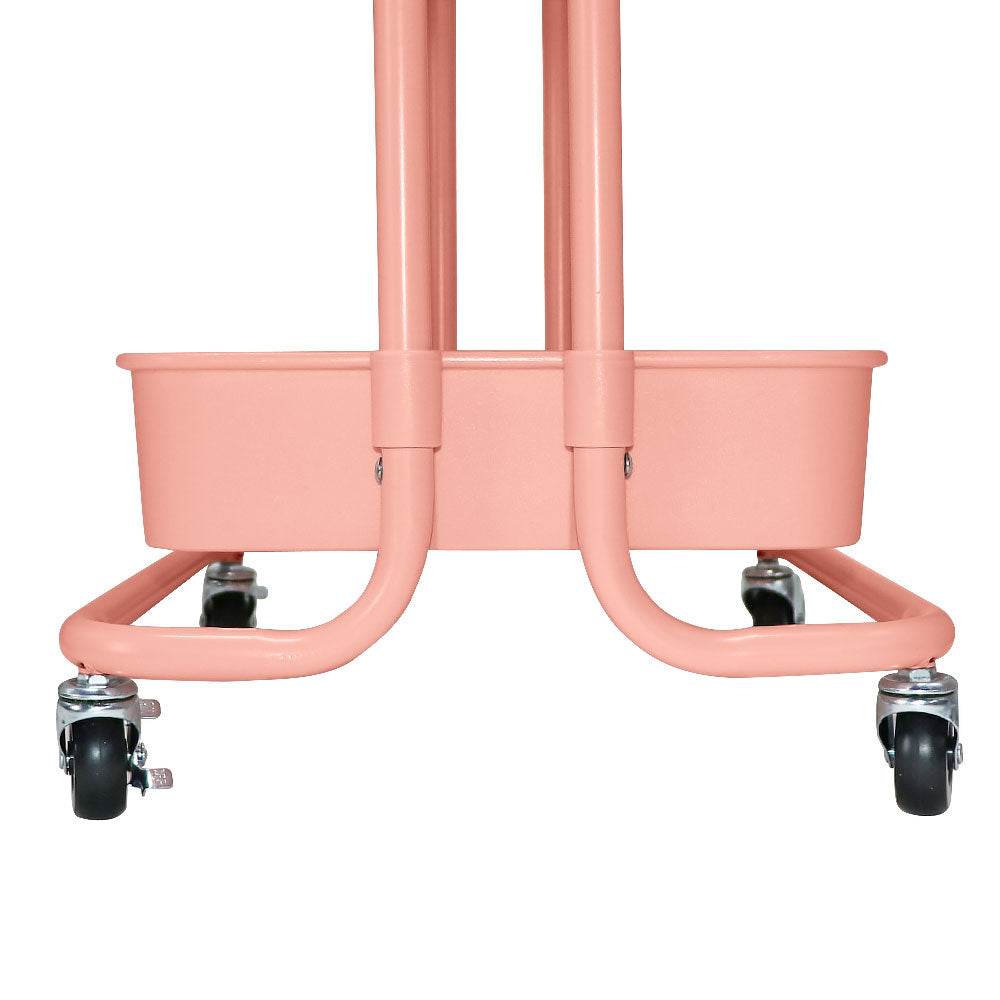 Pink 2 Tier Storage Trolley Rolling Cart