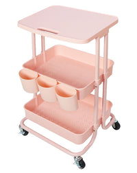 Pink 2 Tier Storage Trolley Rolling Cart