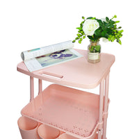 Pink 2 Tier Storage Trolley Rolling Cart