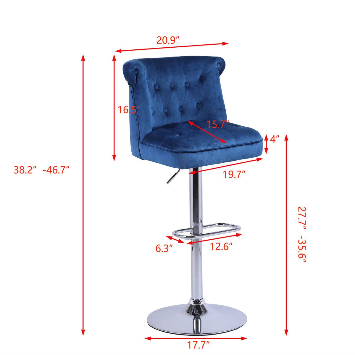 Set of 2 Bar Stool Chairs